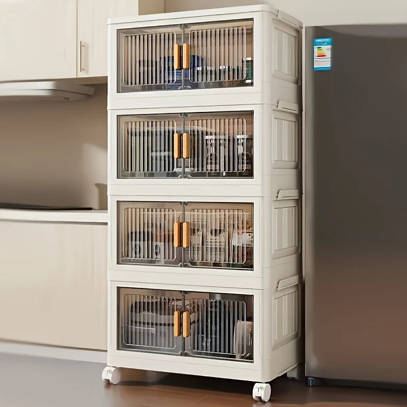 Feature Stackable Plastic Storage Cabinet With Doors And Wheels