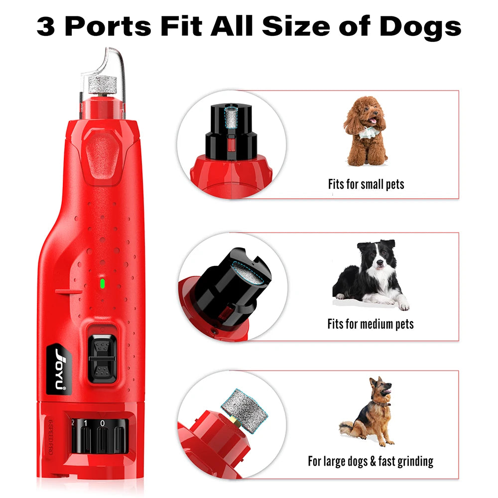 Dog Nail Grinder Dustproof with 2 LED Light Super Quiet 6-Speed Trimmer for Small Medium Large Dogs