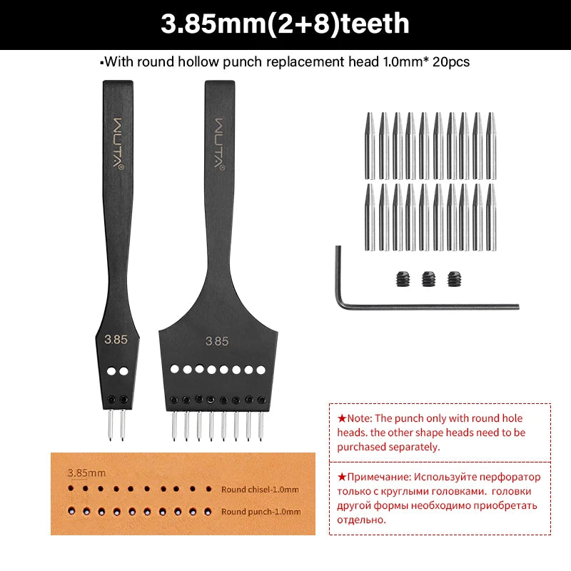 WUTA 3G Leather Punches Head Replaceable Pricking Iron Tools