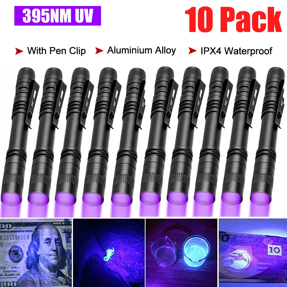 Mini Pen Light Portable LED Flashlight White 395nm Red Light Torch