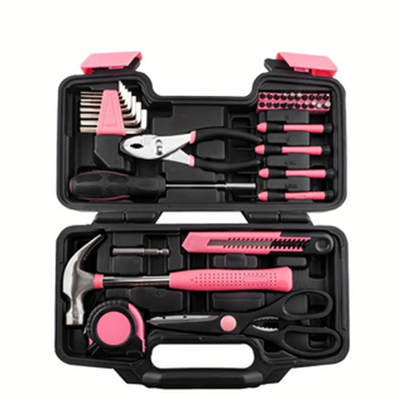 39-Piece All Purpose Household Pink Tool Kit for Girls and Women