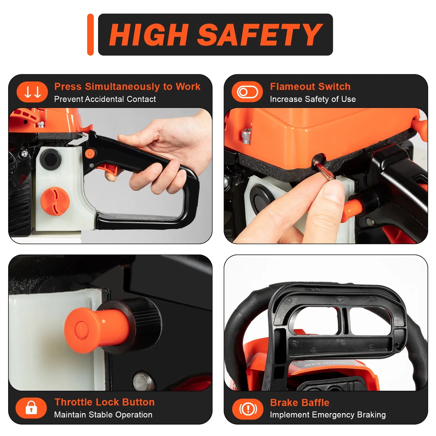 58CC 20 Inch Gas Chainsaw Gas Powered Handheld Tool