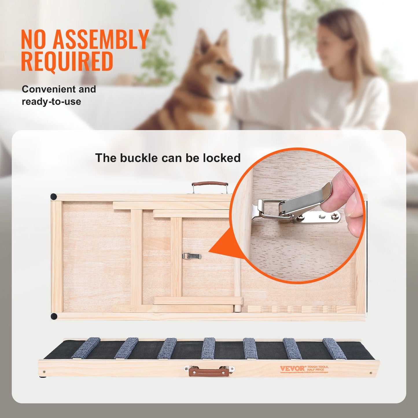 VEVOR Dog Ramp Folding Ladder Adjustable Wooden Pet Ramp