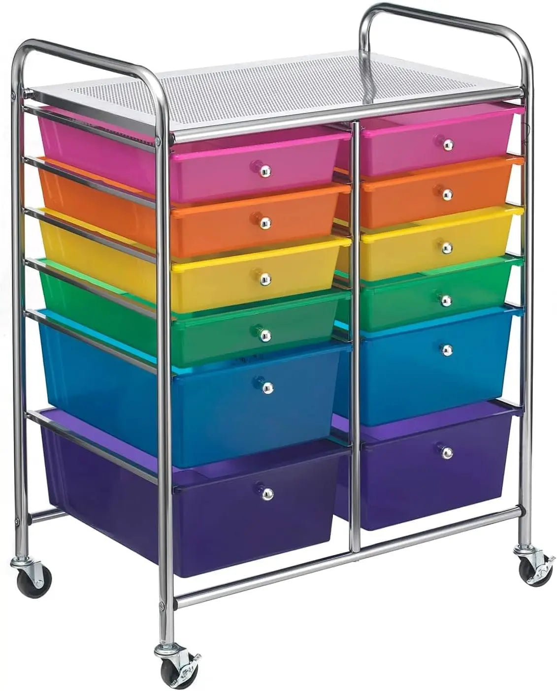 Multicolor 12 Drawer Rolling Cart for Crafting and Office