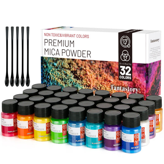 32 Colors Mica Powder Glitter Powder for Crafts 0.35oz