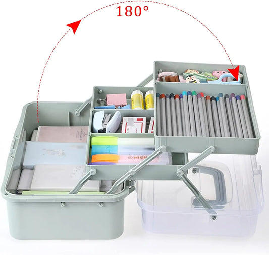 3-Layer Plastic Dividing Storage Box Craft Organizer and Storage with Adjustable Spacers