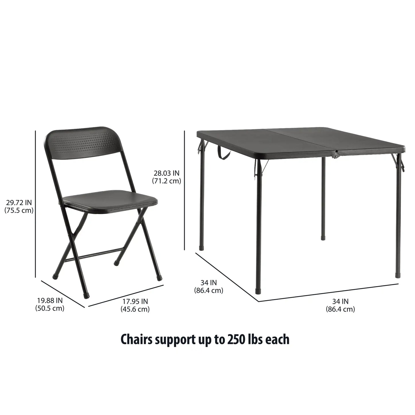 5-Piece Resin Folding Table and Four Folding Chairs Set