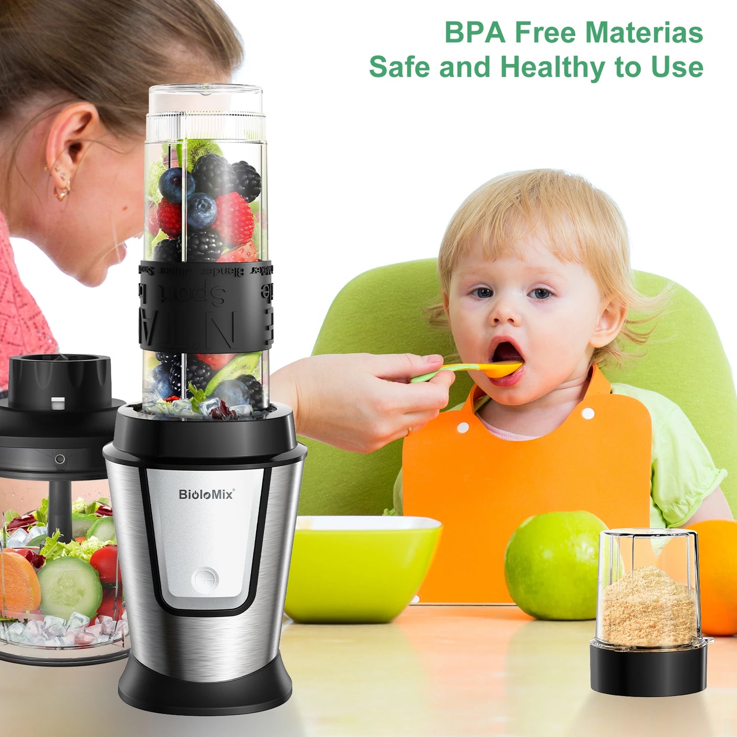 BioloMix 3-in-1 Multifunctional Food Processor 700W Blender