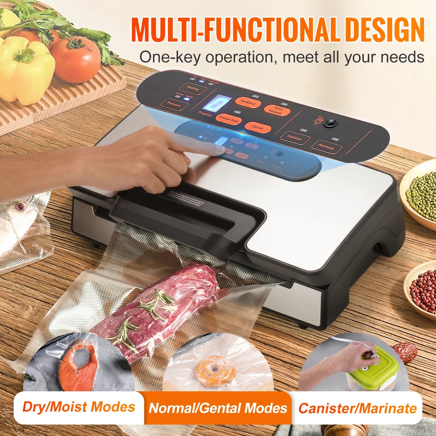 SucceBuy Vacuum Sealer 90Kpa 130W For Food Packaging