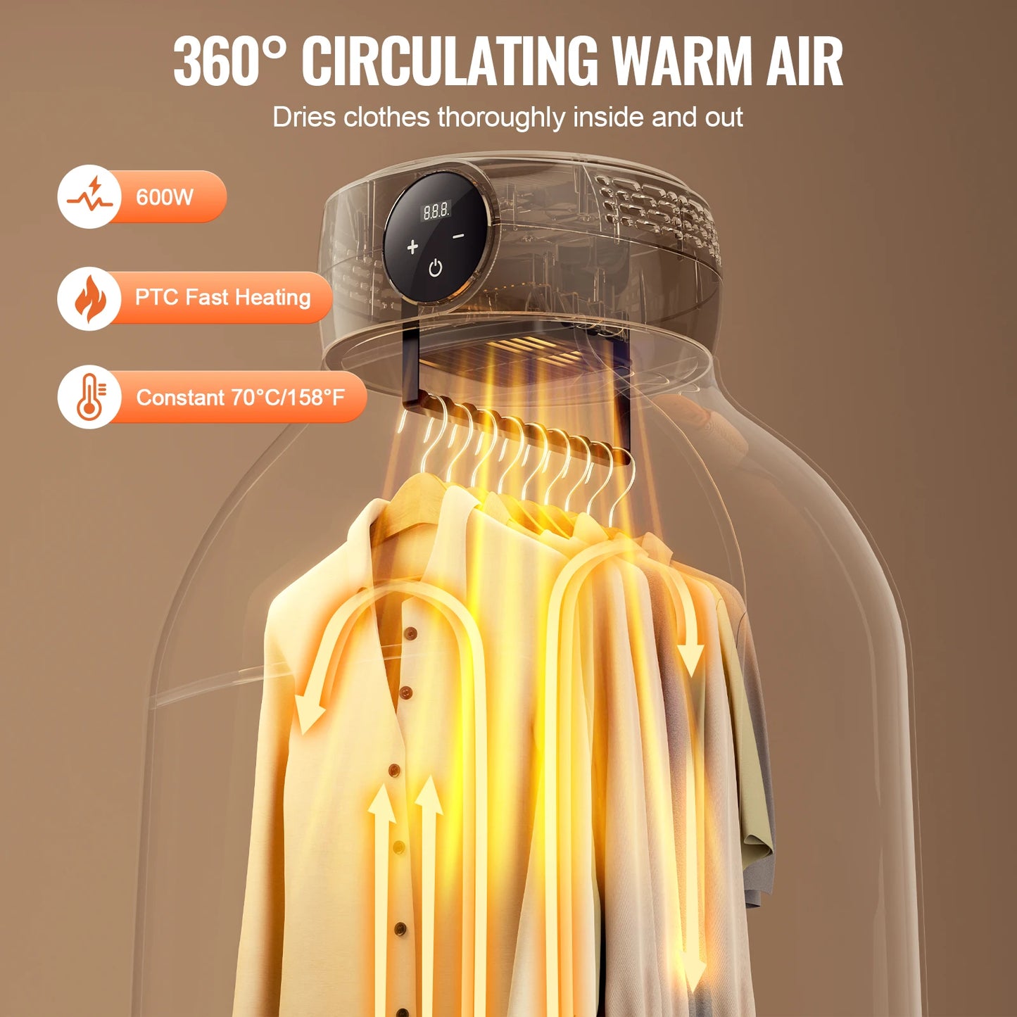 VEVOR Portable Clothes Dryer 600W Mini Dryer for Dorms