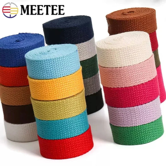 5Meters 20-50mm Cotton Webbing Tapes For DIY Bags Strap