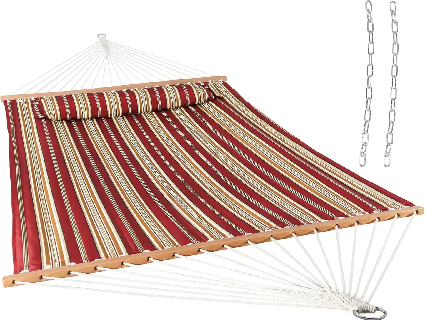 Quilted Outdoor Hammock with Spreader Bars 450-Pound Capacity
