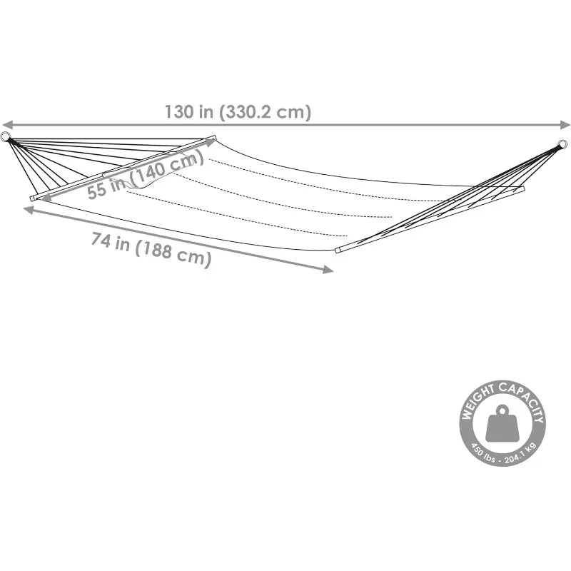 Quilted Outdoor Hammock with Spreader Bars 450-Pound Capacity
