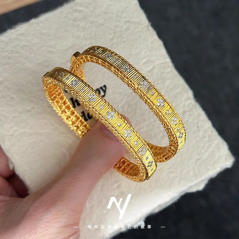 AU999 Real Gold Bracelet Four Leaf Clover Design For Women