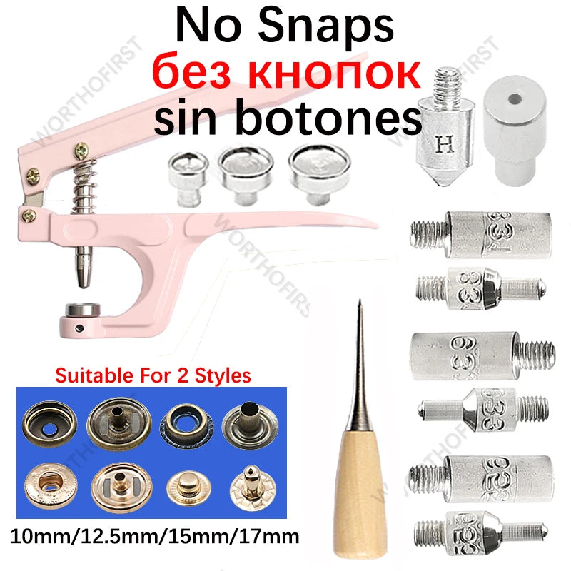 Metal Snap Fasteners Button Kits with Installation Pliers