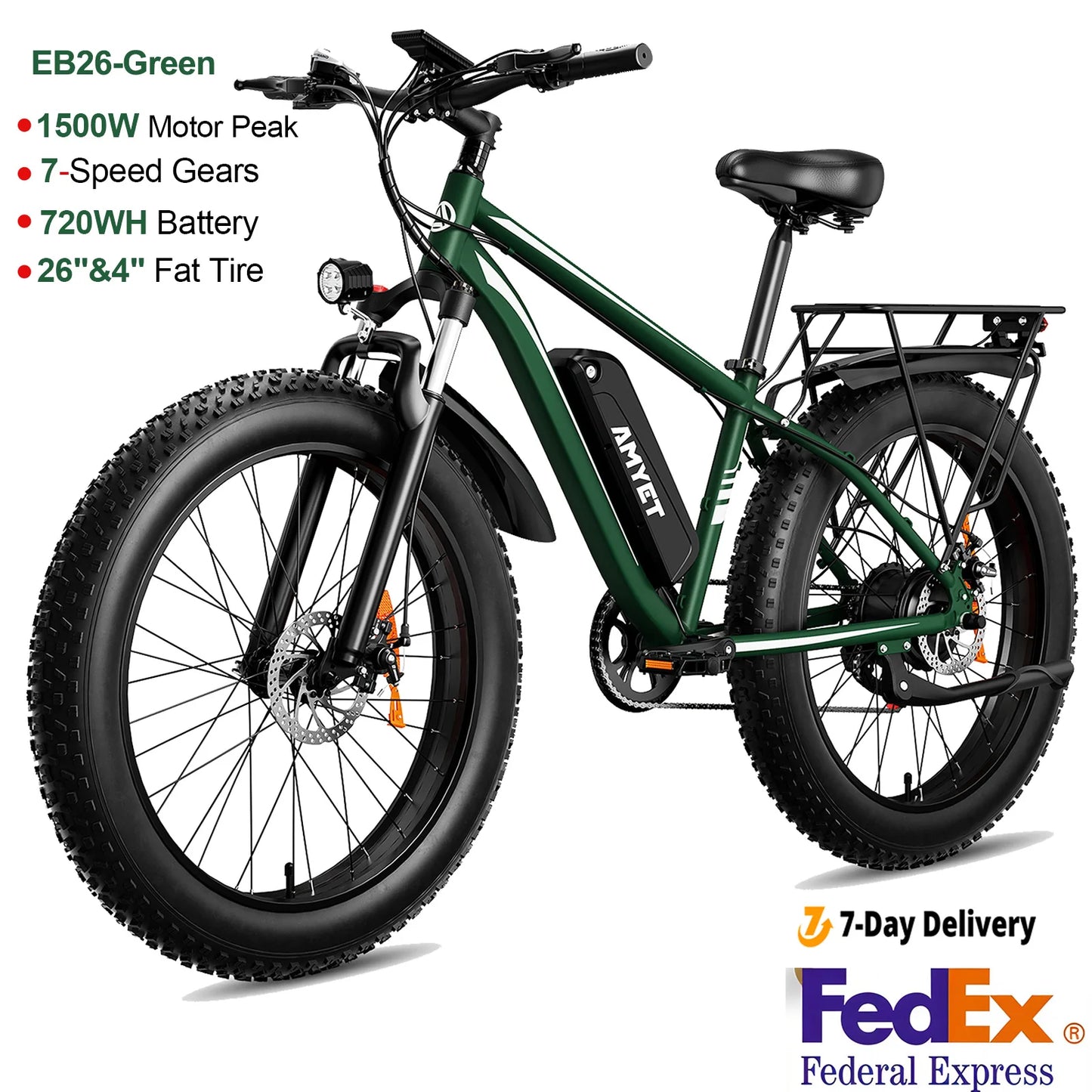 AMYET EB26 Electric Mountain Bike 1500W 28mph Peak