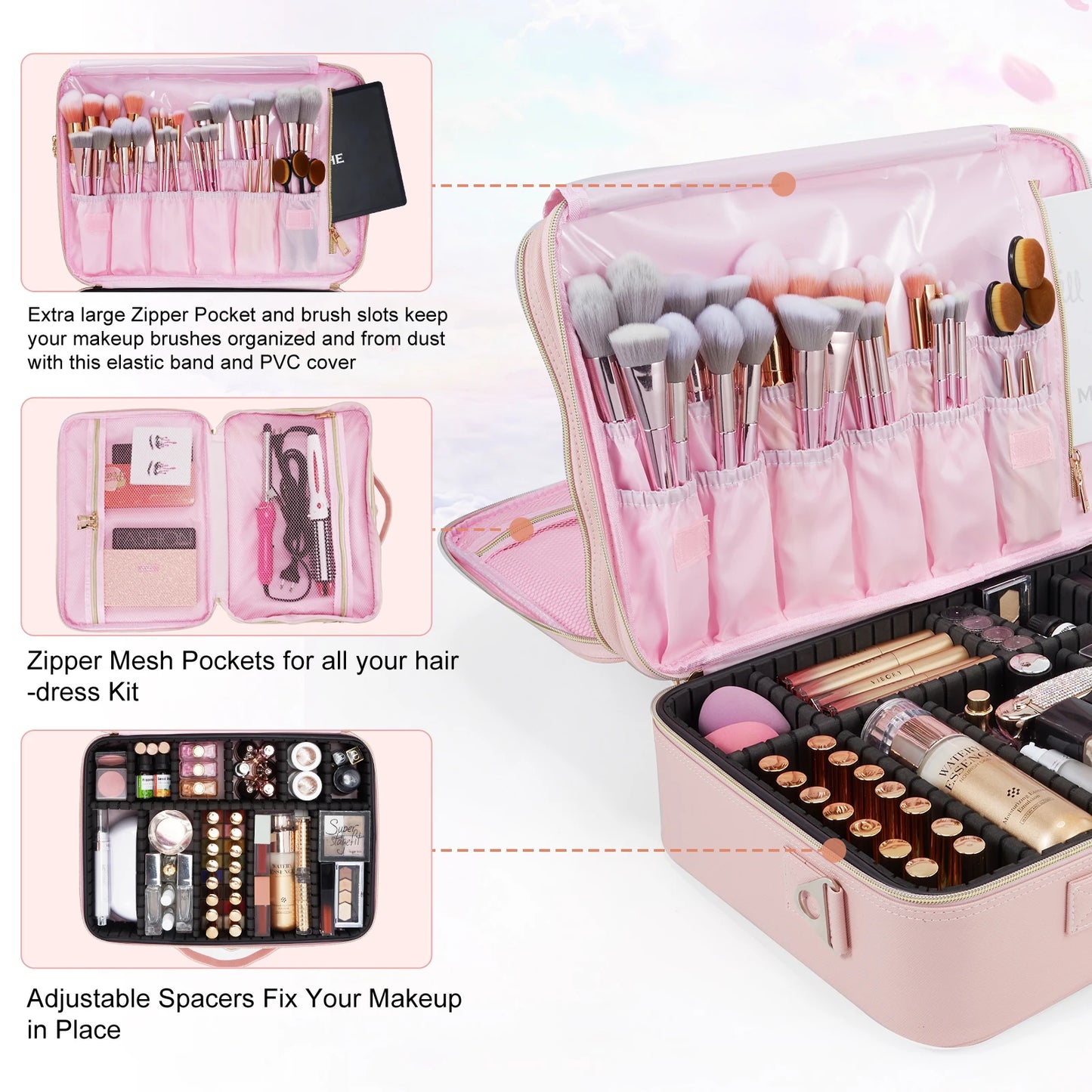 Professional Makeup Bag Extra Large Cosmetic Train Case