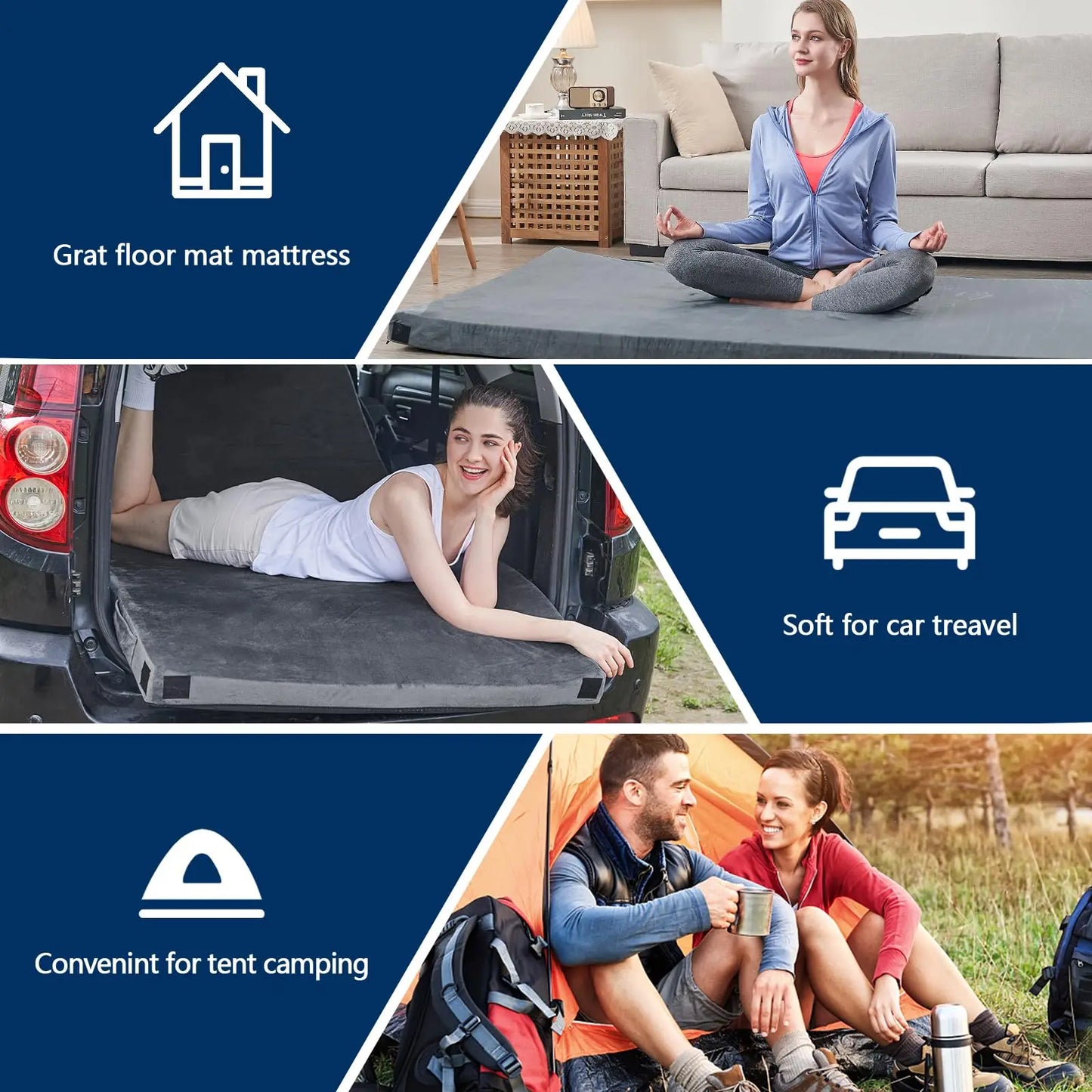 WESTTUNE Memory Foam Camping Sleeping Pad Portable Roll Up Bed