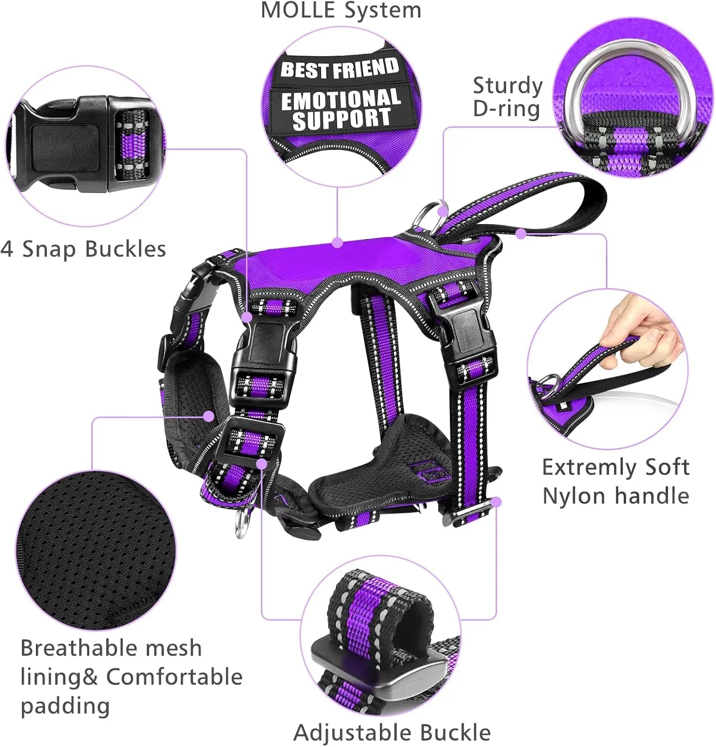 Pet Harness Collar and Leash Set All-in-one Reflective Dog Harness