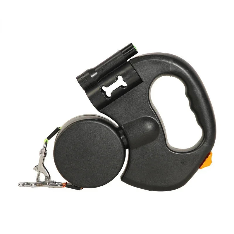 LED Automatic Retractable Traction Rope Two-Headed Dog Leash