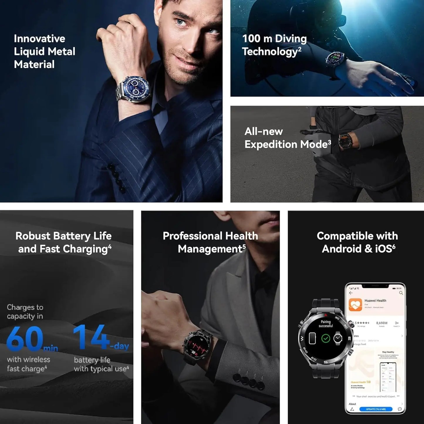 Huawei Watch Ultimate Smartwatch LTPO AMOLED Display Golf Course Mode