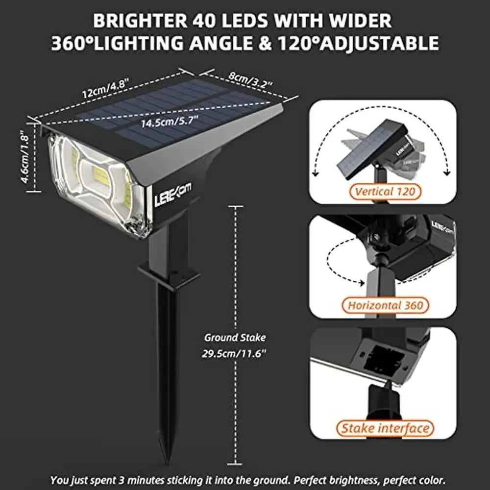Outdoor Solar Spotlights 40 LEDs Waterproof USB Charging