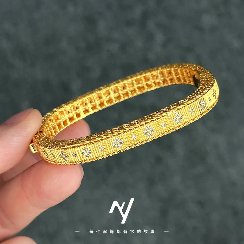 AU999 Real Gold Bracelet Four Leaf Clover Design For Women