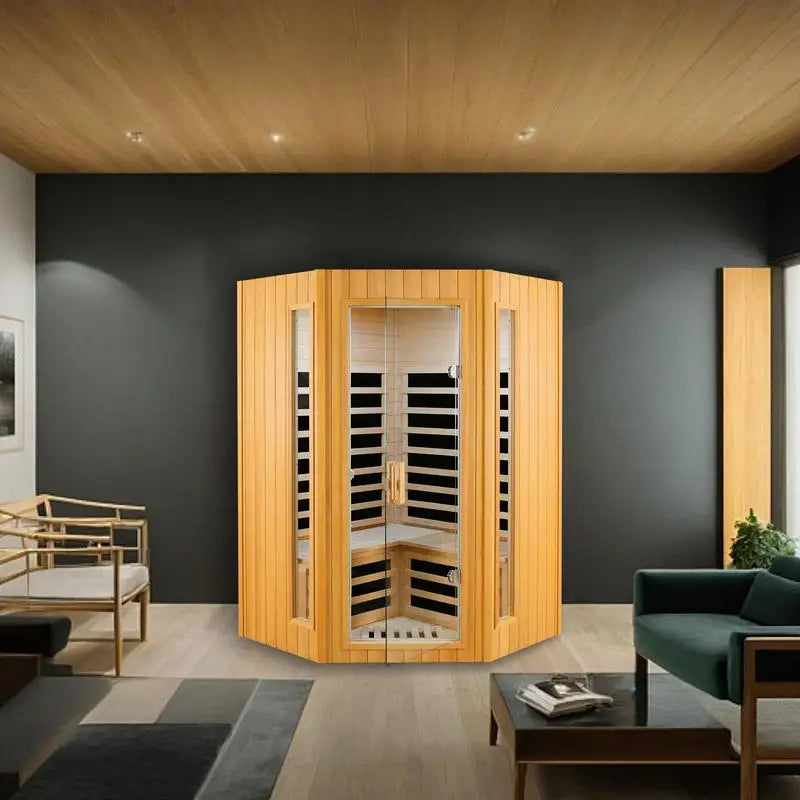 Feature Two Person Hemlock Indoor Far Infrared Sauna
