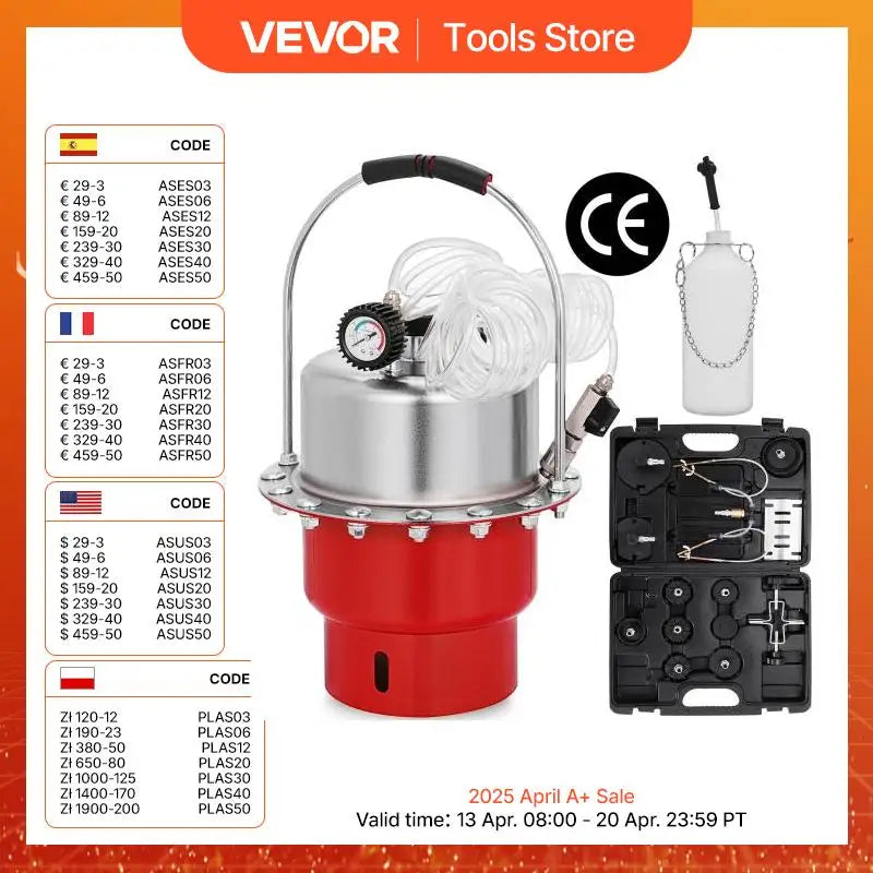 VEVOR Pneumatic Air Pressure Brake Bleeder Kit 5L Tank