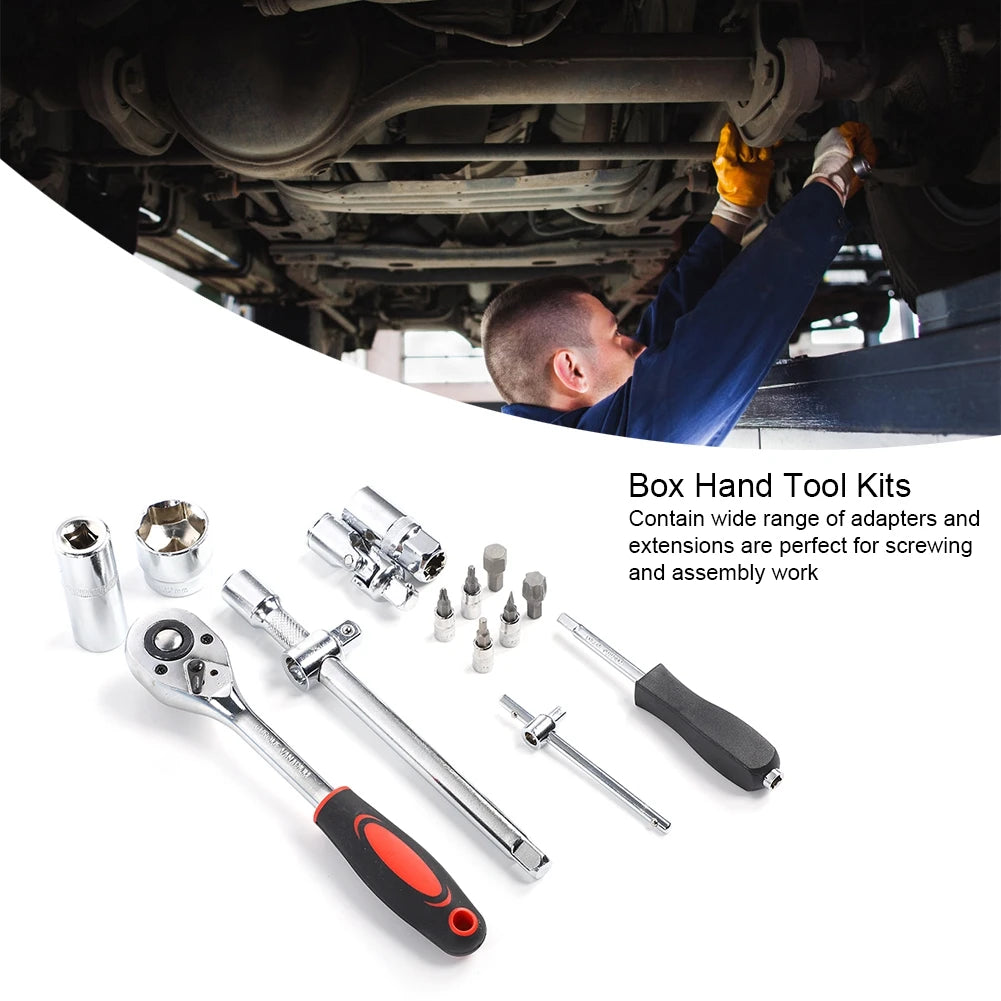 108Pcs Ratchet Wrench Socket Set 1/4in 1/2in CR40 Steel