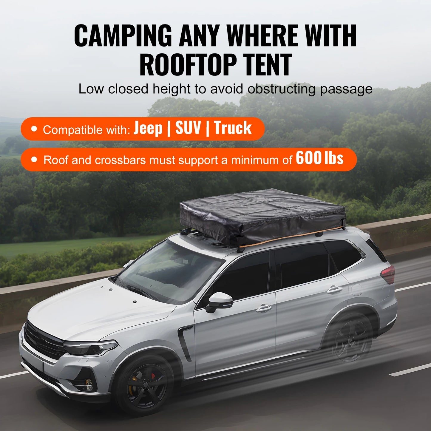 VEVOR Rooftop Tent Hardshell Folding Tent with Telescopic Ladder