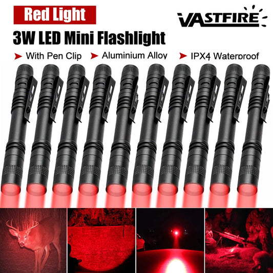 Mini Pen Light Portable LED Flashlight White 395nm Red Light Torch