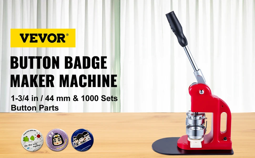 VEVOR 25-75MM Badge Maker Machine DIY Button Pin Broochs Press