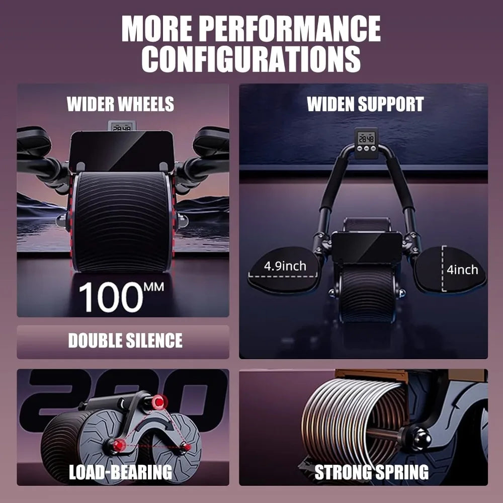 Automatic Rebound Ab Roller With Elbow Support And Wide Wheels